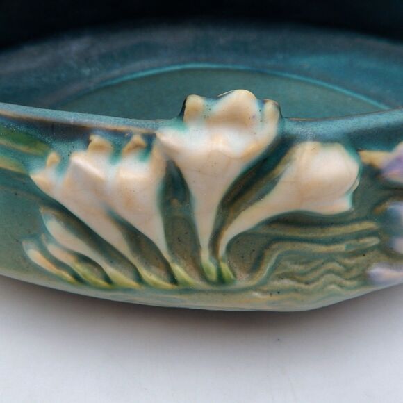 Roseville FREESIA Green 1945 Vintage Art Pottery Ceramic Console Bowl 466-10 - Picture 9 of 15